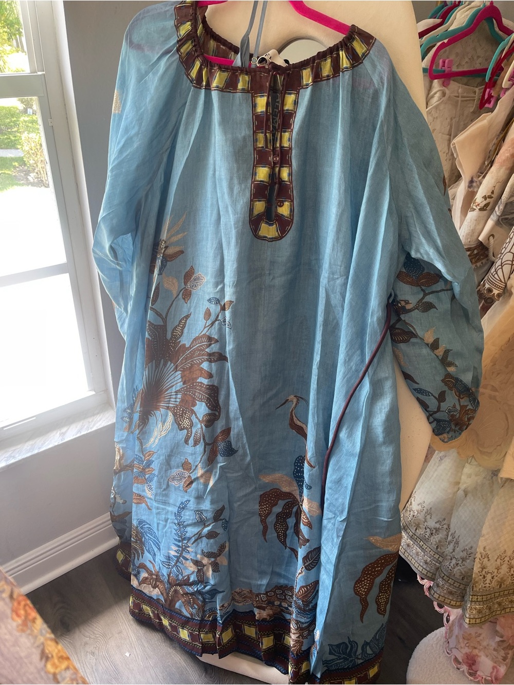 Alemais Blue Floral Border Maxi Dress OVERSIZED - Picture 4 of 4